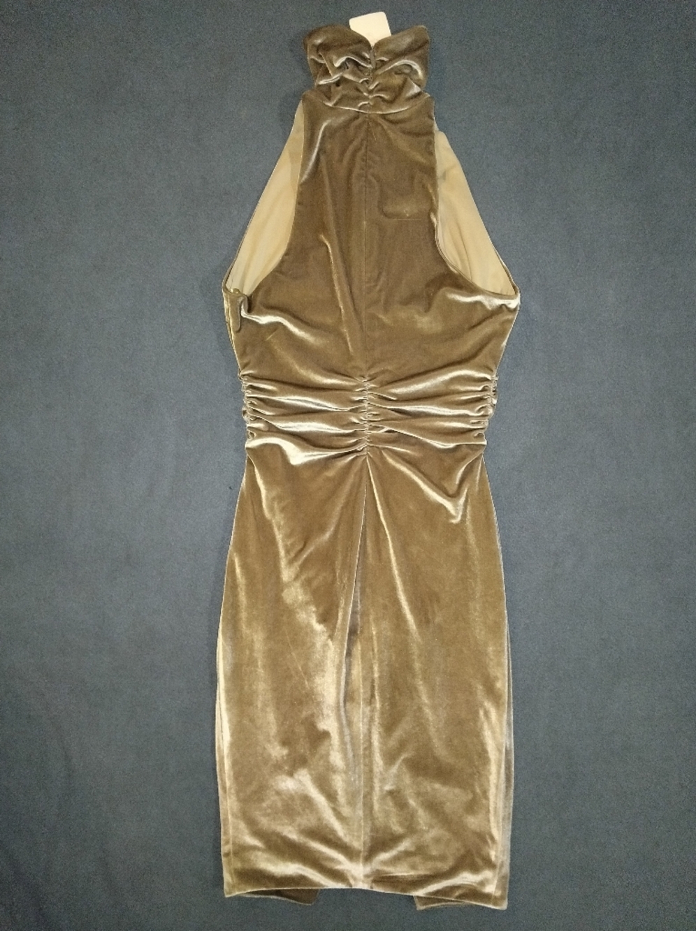 House of CB Olive Gold Velvet Halter Midi Dress - Picture 2 of 6
